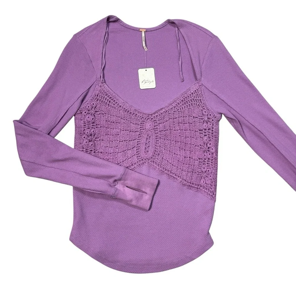 NWT New $98 Free People Butterfly Dreams Purple Top Size M